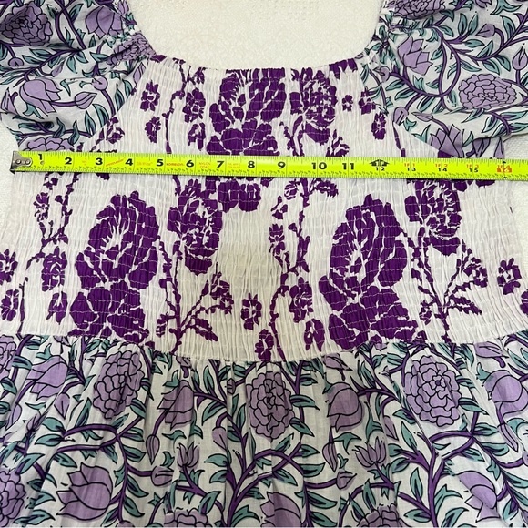 Charlotte Kellogg Ruby Smocked Midi Dress in Cotton Lavender Floral Size XL/2XL - Picture 10 of 11